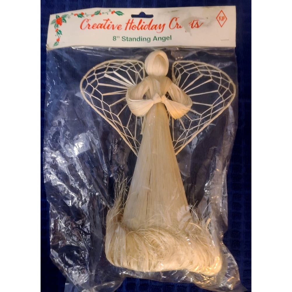 Creative Holiday Crafts 8" Standing Vintage Straw Figurine Angel Philippines